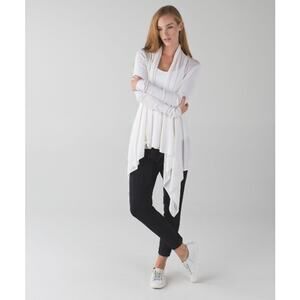 Lululemon Universal Wrap Heathered White open waterfall cardigan